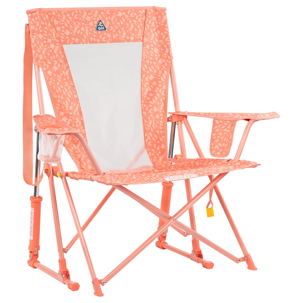 Heavy-Duty Freestyle Comfort Pro Rocker - Choice 375 - Heavy-Duty Kickback Rocker with Beverage Holder - Coral Garden