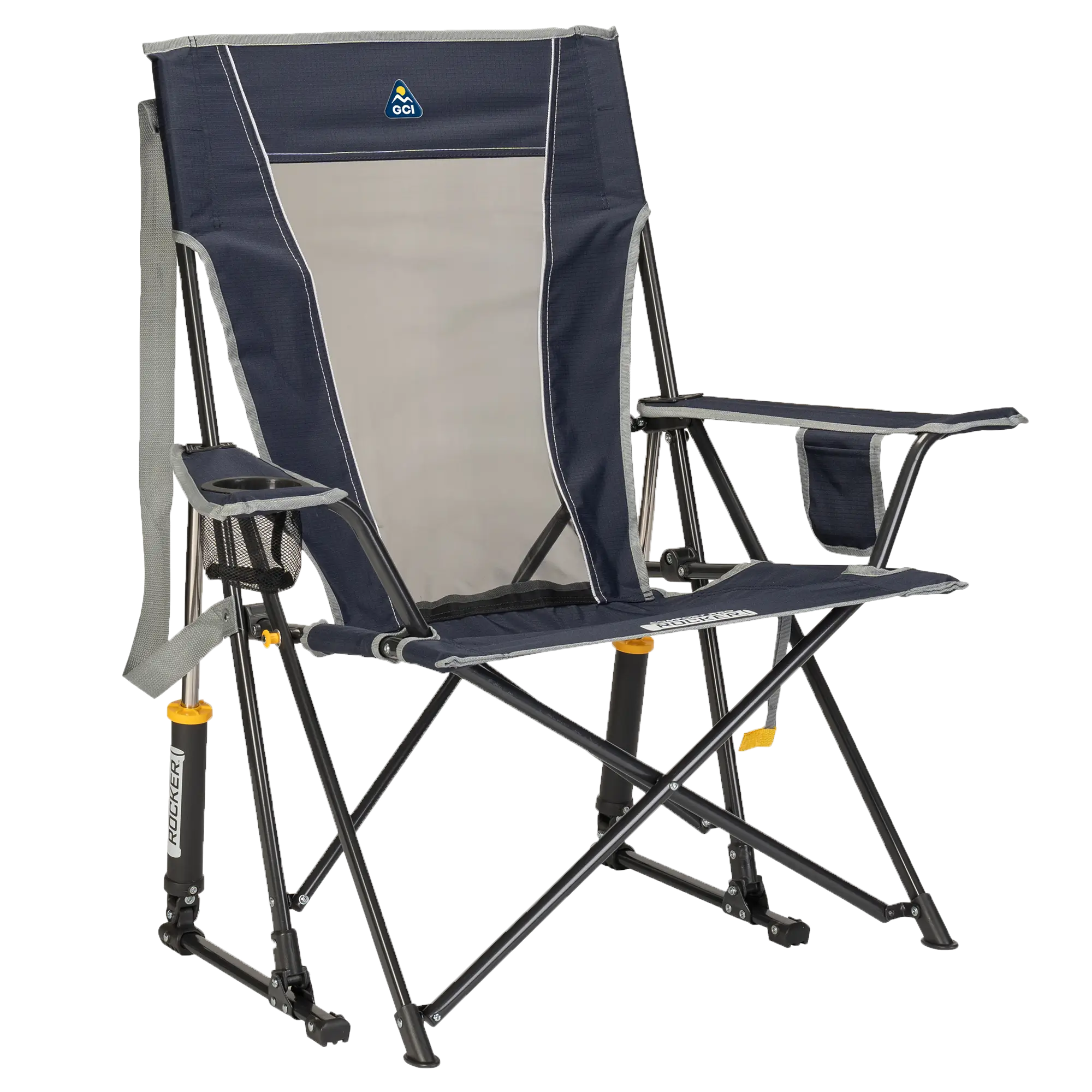 Heavy-Duty Freestyle Comfort Pro Rocker - Choice 375 - Heavy-Duty Kickback Rocker with Beverage Holder - Indigo