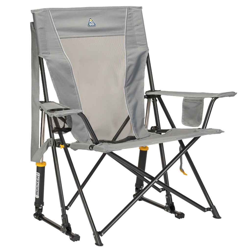 Heavy-Duty Freestyle Comfort Pro Rocker - Choice 375 - Heavy-Duty Kickback Rocker with Beverage Holder - Mercury Gray