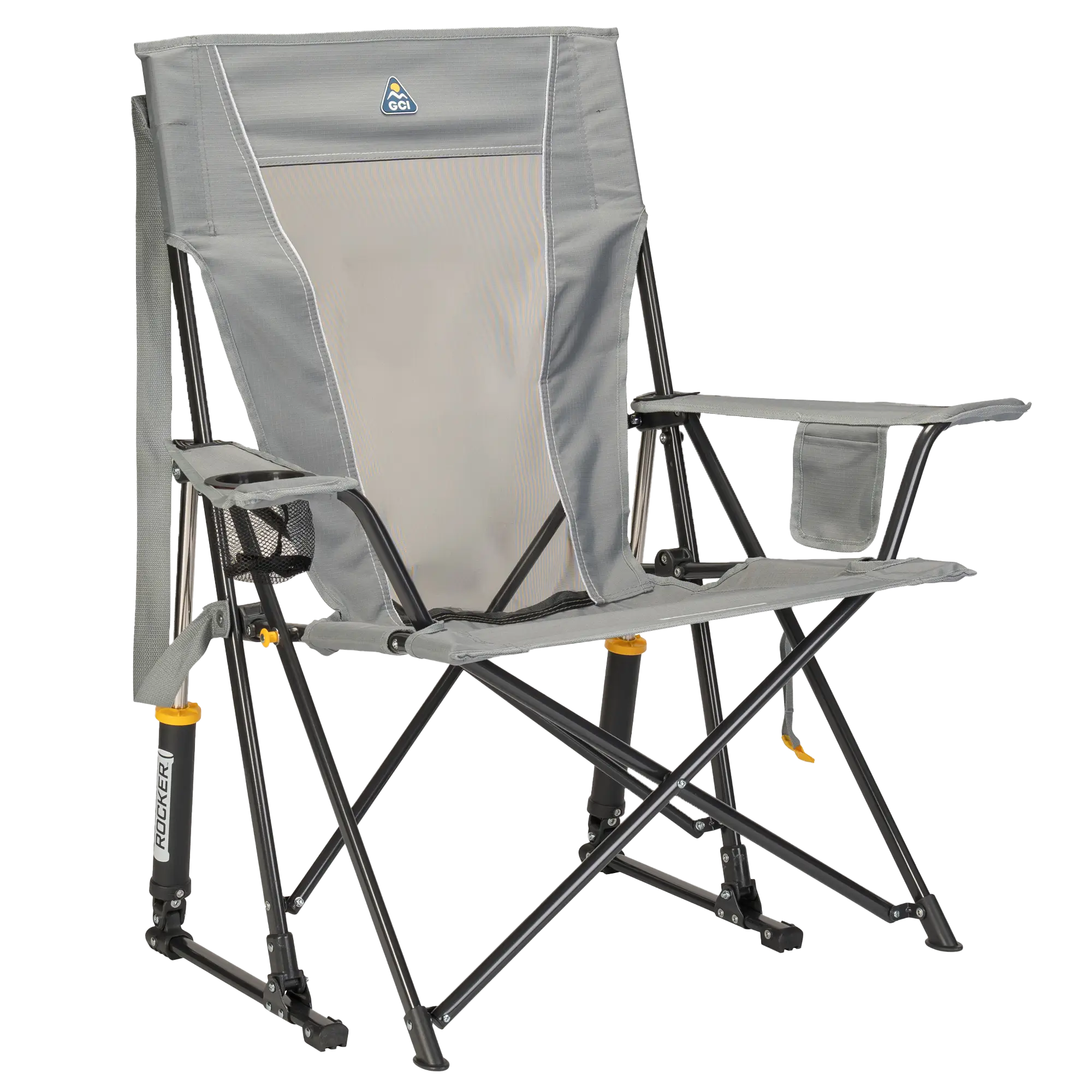 Heavy-Duty Freestyle Comfort Pro Rocker - Choice 375 - Heavy-Duty Kickback Rocker with Beverage Holder - Mercury Gray