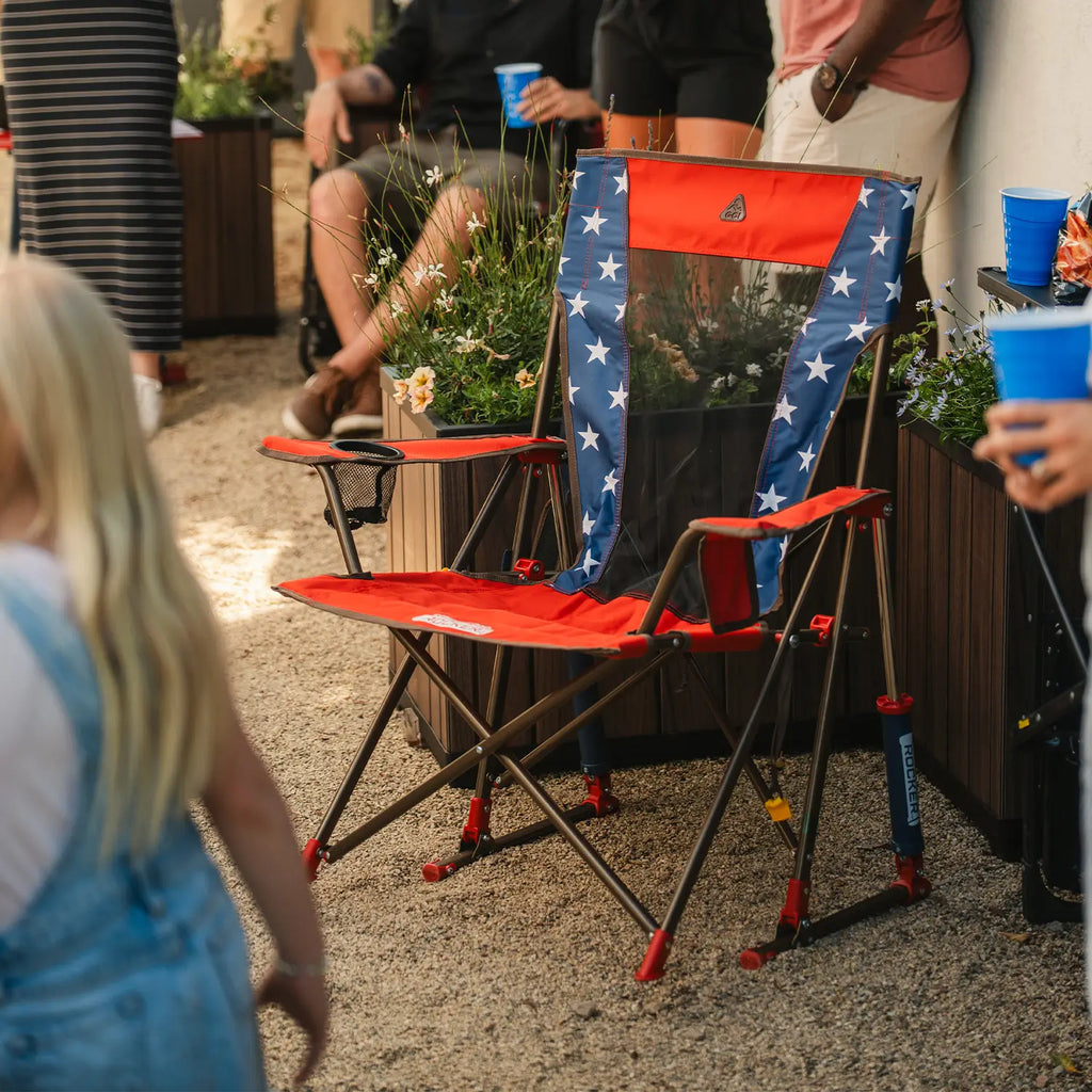 Heavy-Duty Freestyle Comfort Pro Rocker - USA Anniversary Deluxe - Choice 424 - Freestyle Rocker Portable Outdoor Folding Chair Detail