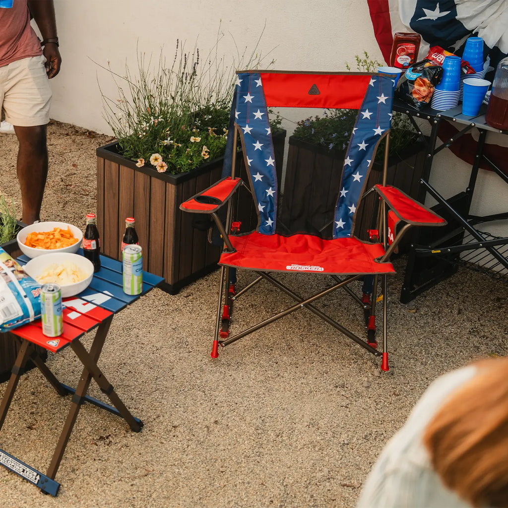 Heavy-Duty Freestyle Comfort Pro Rocker - USA Anniversary Deluxe - Choice 424 - Freestyle Rocker Portable Outdoor Folding Chair Detail