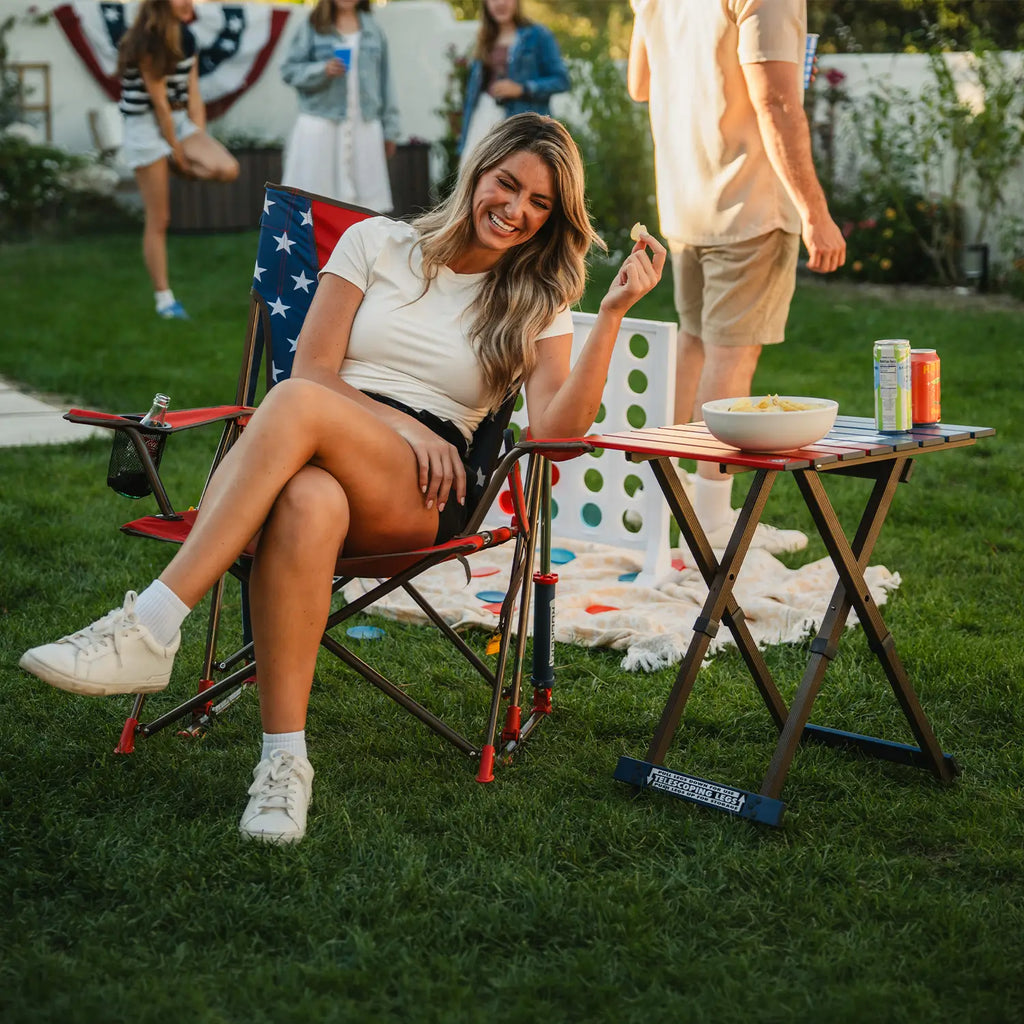 Heavy-Duty Freestyle Comfort Pro Rocker - USA Anniversary Deluxe - Choice 424 - Freestyle Rocker Portable Outdoor Folding Chair Detail