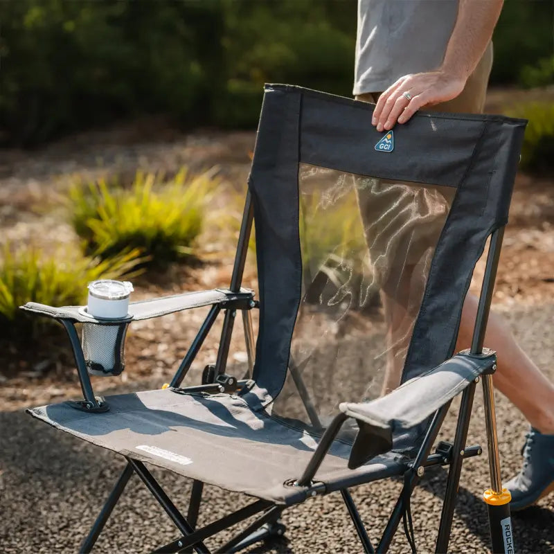 Smooth Motion Comfort Pro Rocker XL - Choice 107 - Patented Spring-Action Rocking Chair for Camping Detail