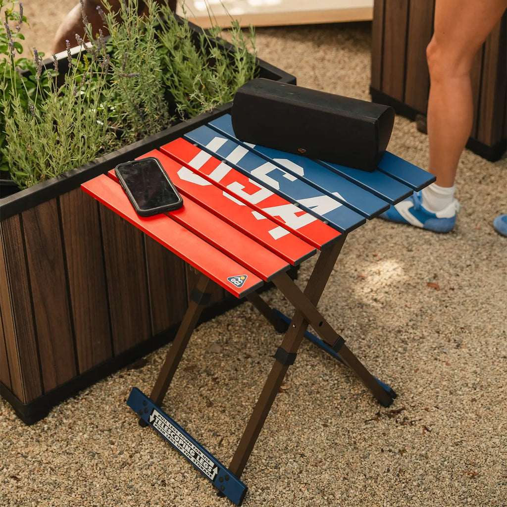 Multi-Functional Cook Compact Camp Table 20 - USA Anniversary Deluxe - Choice 757 - Portable Camping Table with Heat-Resistant Countertop Detail