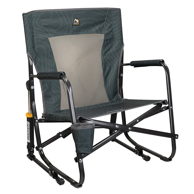 Patented Spring-Action FirePit Rocker - Choice 737 - Freestyle Rocker Portable Outdoor Folding Chair - Hunter Topo