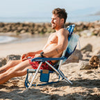 Rust-Resistant Aluminum Backpack Beach Chair - Choice 709 - Low-Profile Reclining Beach Chair with Backpack Straps Detail