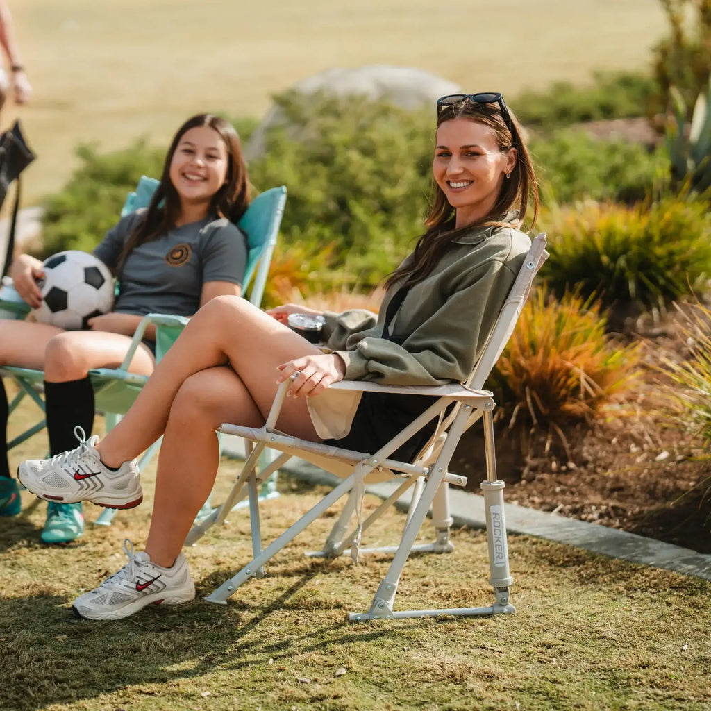 Luxury Camp Kickback Rocker - Choice 345 - Heavy-Duty Kickback Rocker with Beverage Holder Detail