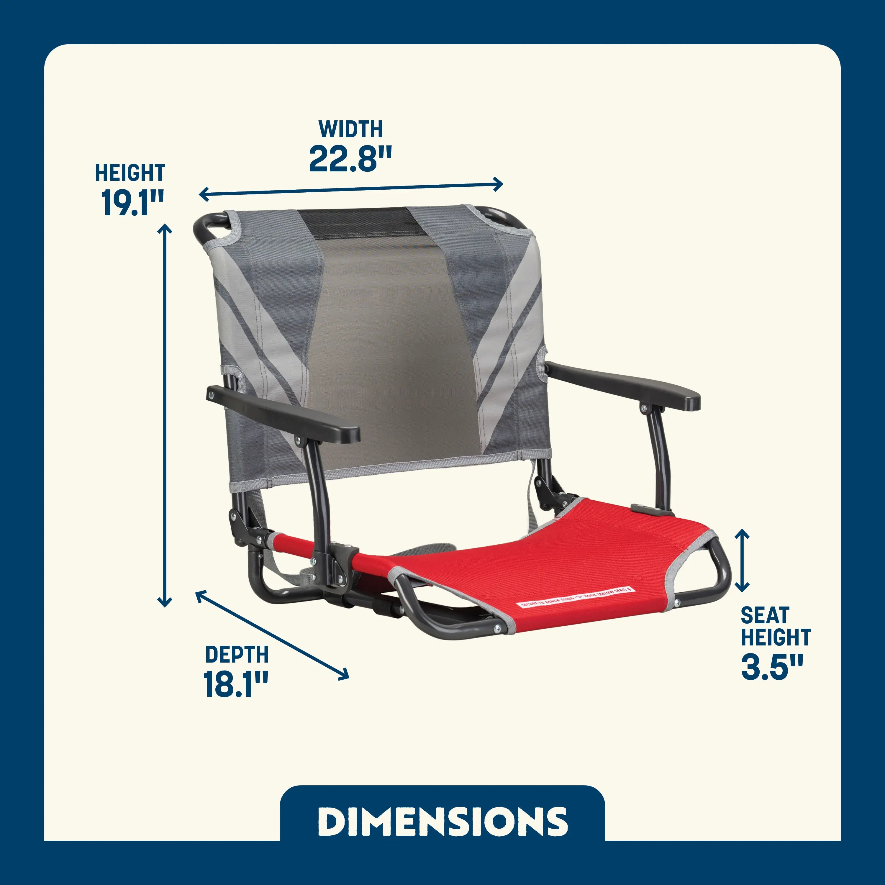Secure-Hook Big Comfort Stadium Chair with Armrests - Choice 465 - Bleacher-Friendly Stadium Chair with Back Support Detail