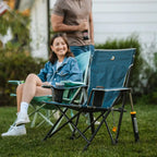 Luxury Camp Kickback Rocker - Choice 345 - Heavy-Duty Kickback Rocker with Beverage Holder Detail