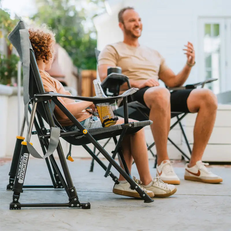 Luxury Camp Kickback Rocker - Choice 345 - Heavy-Duty Kickback Rocker with Beverage Holder Detail