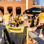 Patented Spring-Action College Comfort Pro Rocker - Iowa Hawkeyes - Choice 249 - Heavy-Duty Kickback Rocker with Beverage Holder Detail