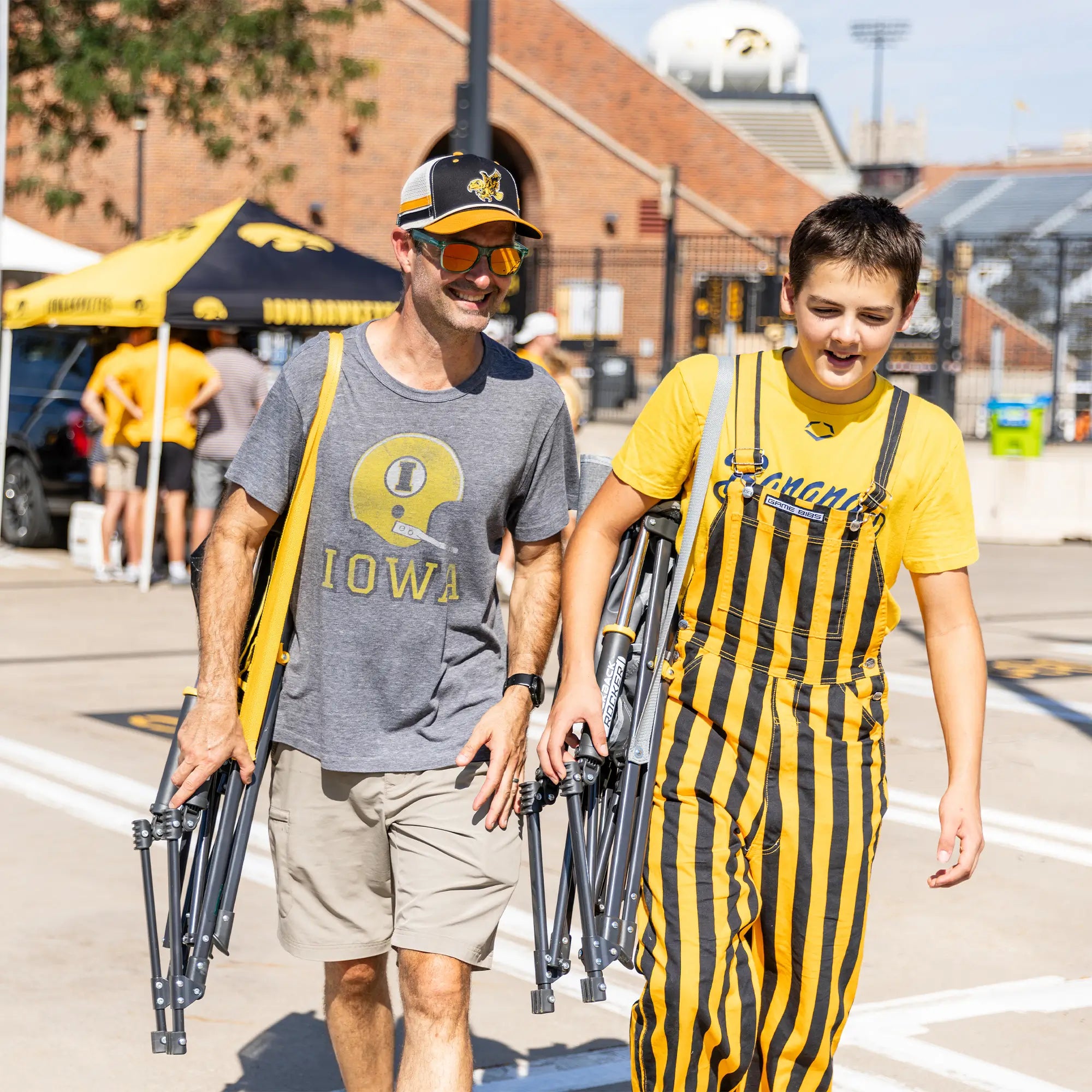 Patented Spring-Action College Comfort Pro Rocker - Iowa Hawkeyes - Choice 249 - Heavy-Duty Kickback Rocker with Beverage Holder Detail