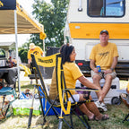 Patented Spring-Action College Comfort Pro Rocker - Iowa Hawkeyes - Choice 249 - Heavy-Duty Kickback Rocker with Beverage Holder Detail