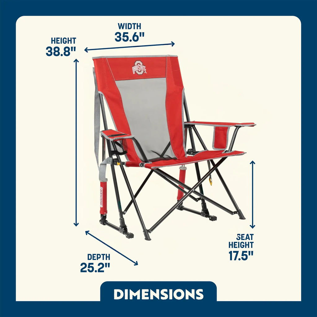 Patented Spring-Action College Comfort Pro Rocker - Ohio State Buckeyes - Choice 676 - Patented Spring-Action Rocking Chair for Camping Detail