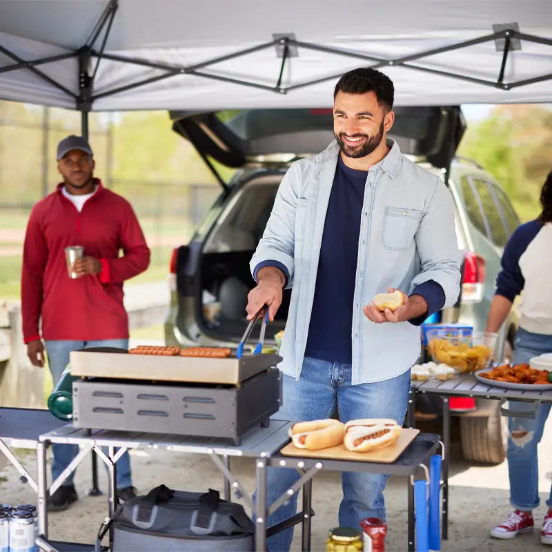 Heavy-Duty Camp Slim-Fold Cook Station - Choice 575 - Heavy-Duty Stainless Steel Camp Cooking Gear Detail