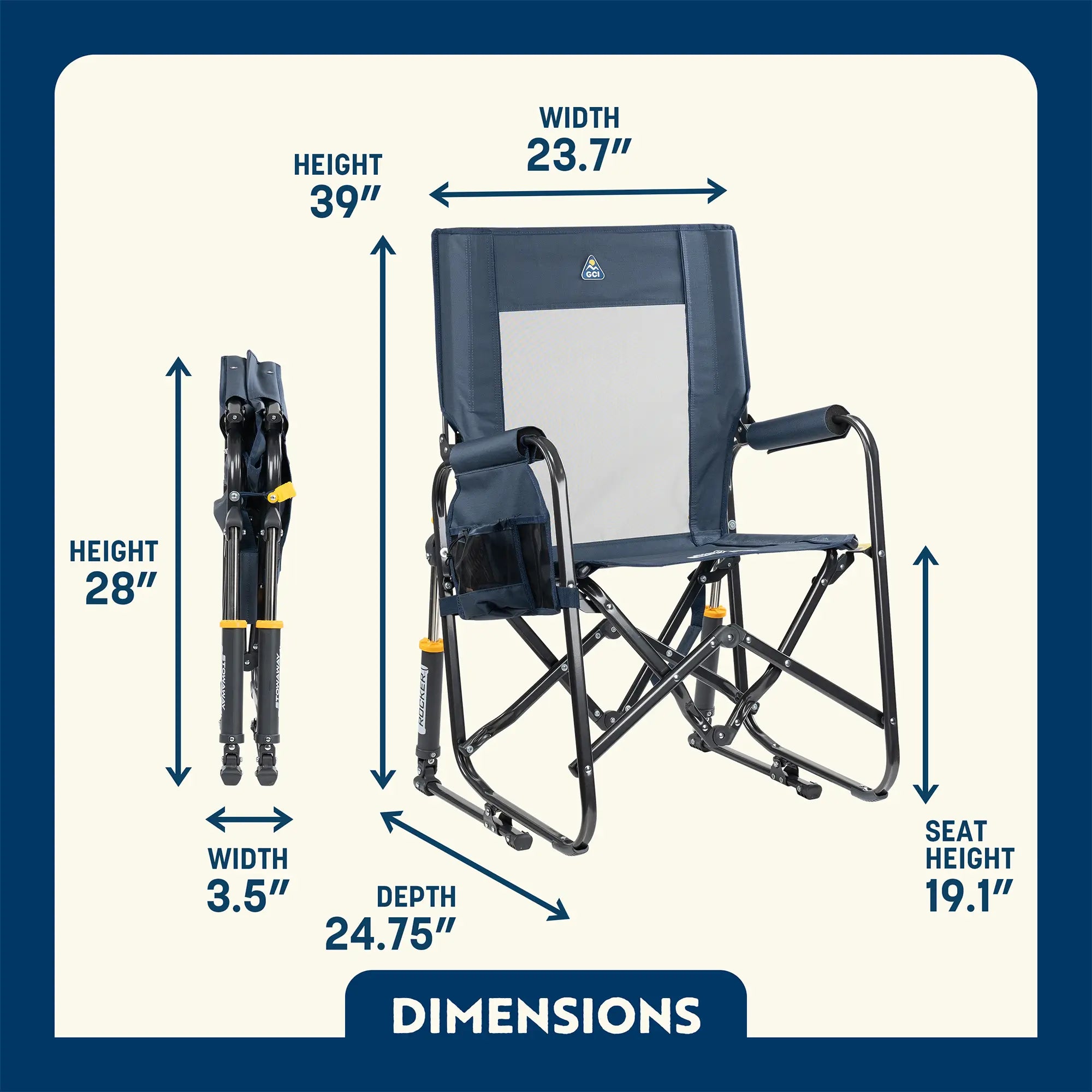 Smooth Motion Stowaway Rocker with Storage Pouch - Choice 573 - Heavy-Duty Kickback Rocker with Beverage Holder Detail