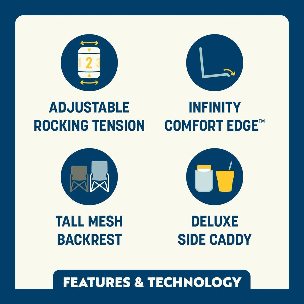 Premium All-Weather Adjustable Rocker - NASCAR - Choice 899 - RoadTrip Rocker Smooth Motion Camp Chair Detail