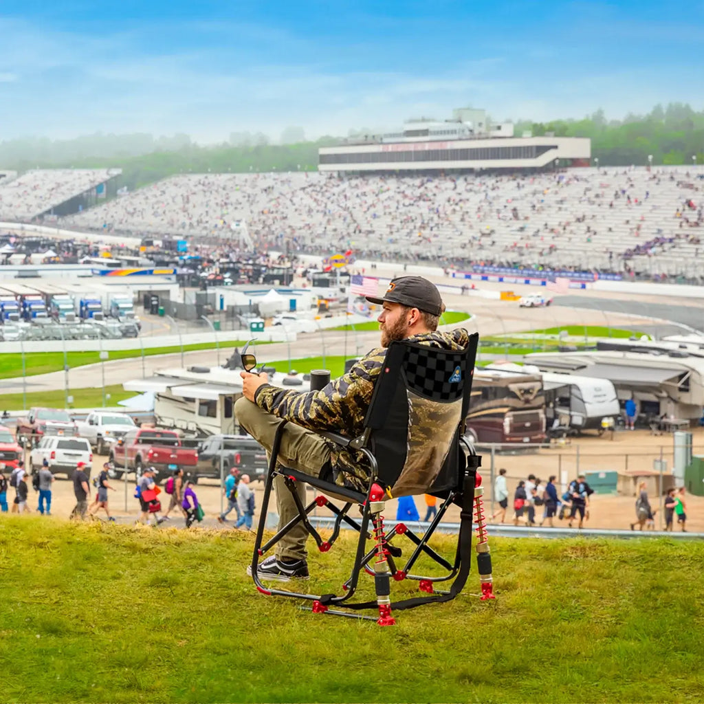 Premium All-Weather Adjustable Rocker - NASCAR - Choice 899 - RoadTrip Rocker Smooth Motion Camp Chair Detail