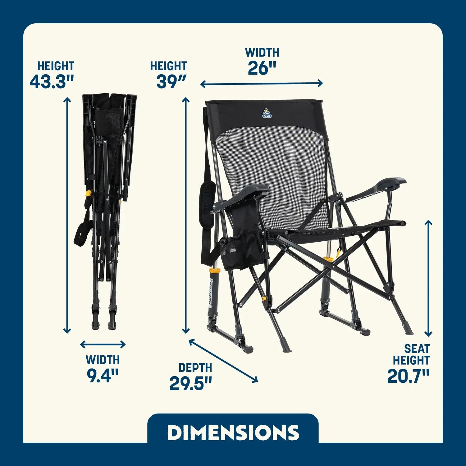 Premium All-Weather BreezeRocker - Choice 504 - Patented Spring-Action Rocking Chair for Camping Detail