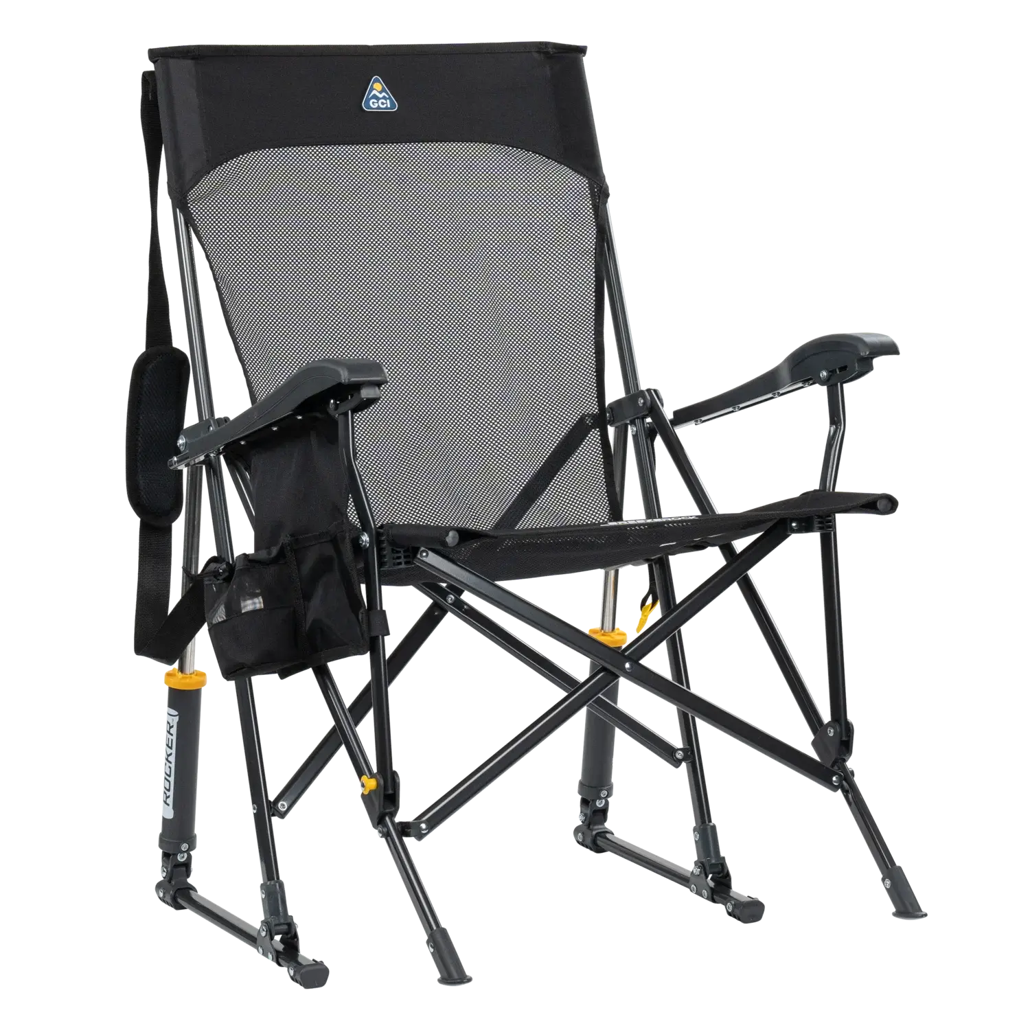Premium All-Weather BreezeRocker - Choice 504 - Patented Spring-Action Rocking Chair for Camping - Black