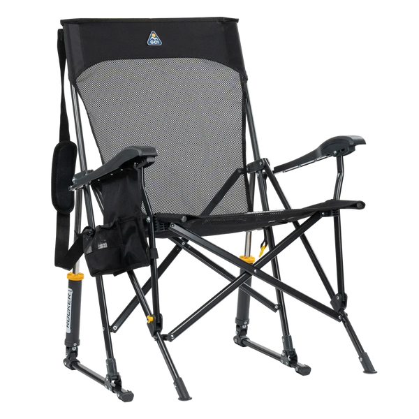 Premium All-Weather BreezeRocker - Choice 504 - Patented Spring-Action Rocking Chair for Camping - Black