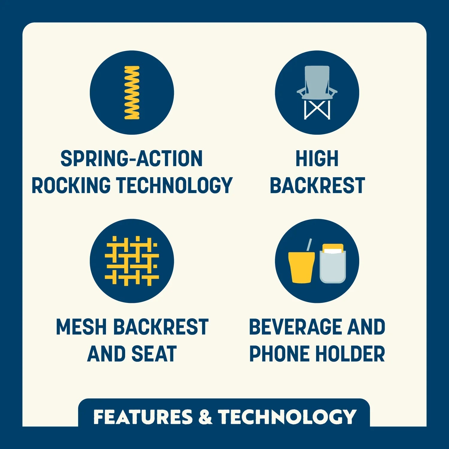 Premium All-Weather BreezeRocker - Choice 504 - Patented Spring-Action Rocking Chair for Camping Detail