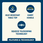 Multi-Functional Cook Compact Camp Table 20 - USA Anniversary Deluxe - Choice 757 - Portable Camping Table with Heat-Resistant Countertop Detail