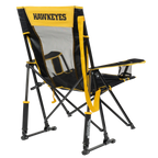 Patented Spring-Action College Comfort Pro Rocker - Iowa Hawkeyes - Choice 249 - Heavy-Duty Kickback Rocker with Beverage Holder Detail