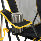 Patented Spring-Action College Comfort Pro Rocker - Iowa Hawkeyes - Choice 249 - Heavy-Duty Kickback Rocker with Beverage Holder Detail