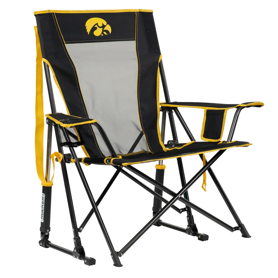 Patented Spring-Action College Comfort Pro Rocker - Iowa Hawkeyes - Choice 249 - Heavy-Duty Kickback Rocker with Beverage Holder - Default Title