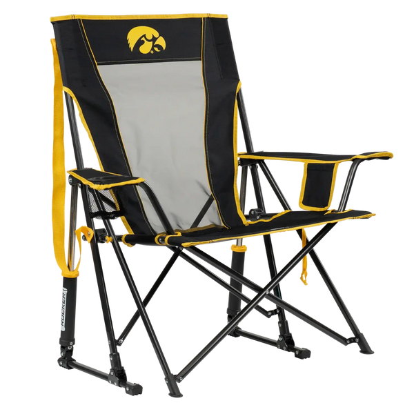 Patented Spring-Action College Comfort Pro Rocker - Iowa Hawkeyes - Choice 249 - Heavy-Duty Kickback Rocker with Beverage Holder - Default Title