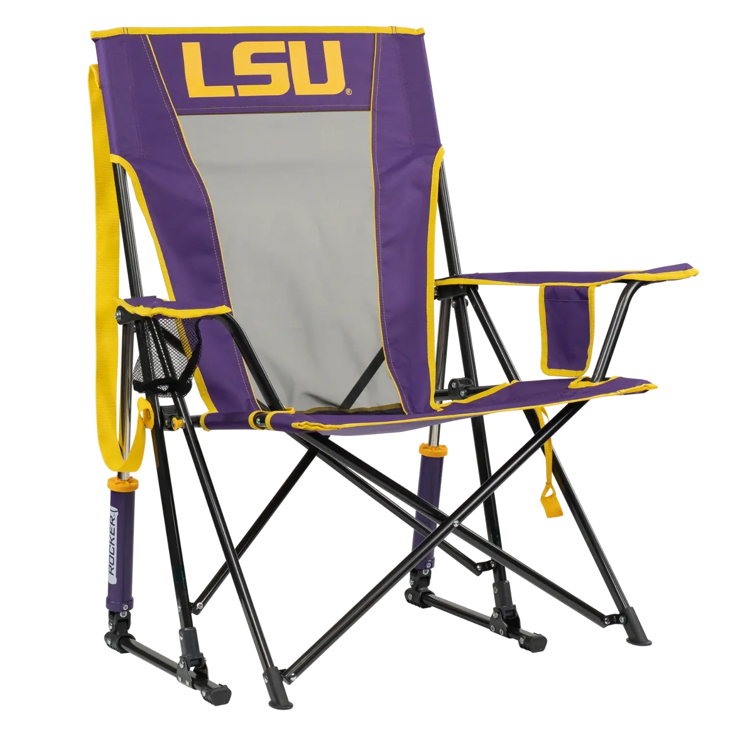 Premium All-Weather College Comfort Pro Rocker - LSU Tigers - Choice 880 - Heavy-Duty Kickback Rocker with Beverage Holder - Default Title