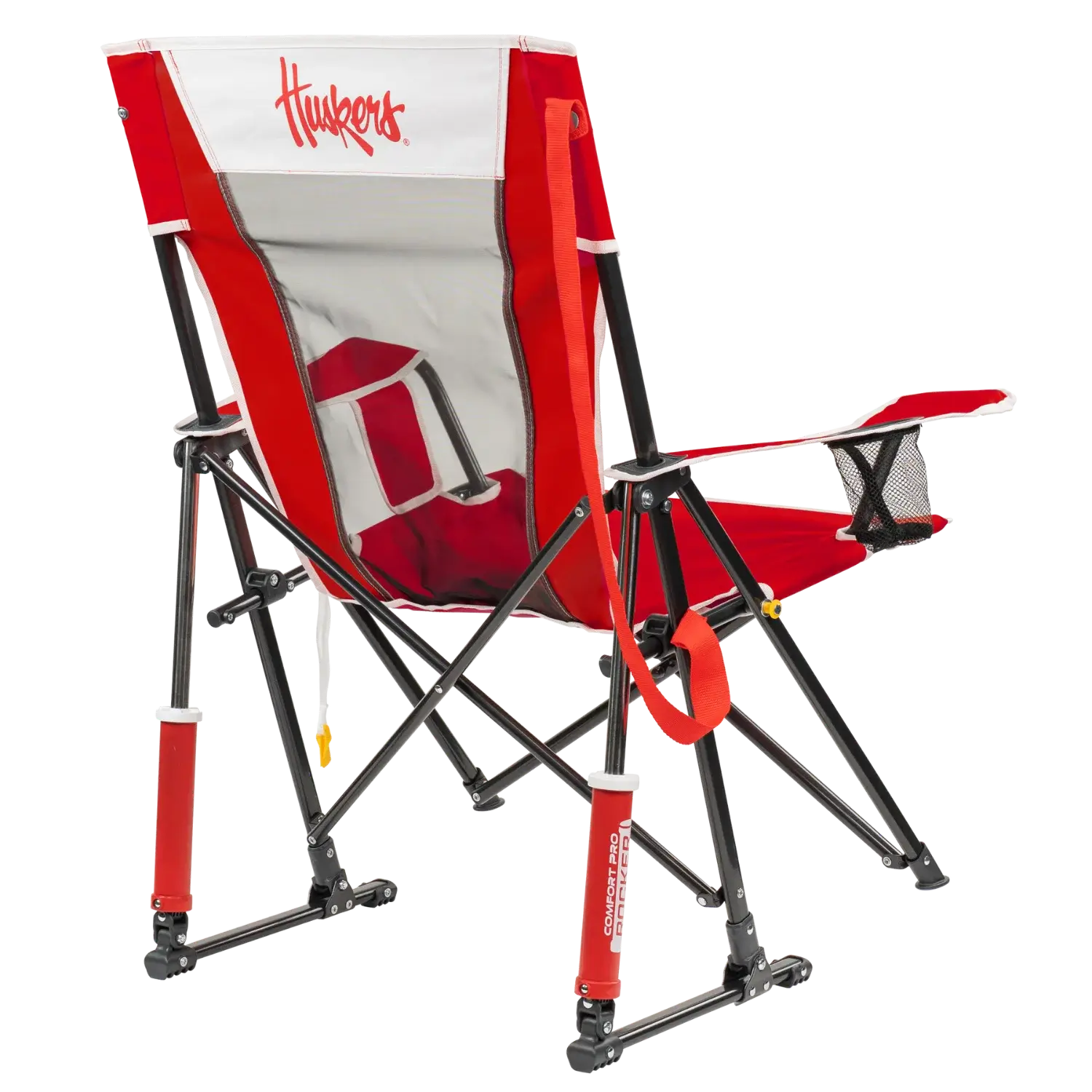 Premium All-Weather College Comfort Pro Rocker - Nebraska Cornhuskers - Choice 161 - Patented Spring-Action Rocking Chair for Camping Detail