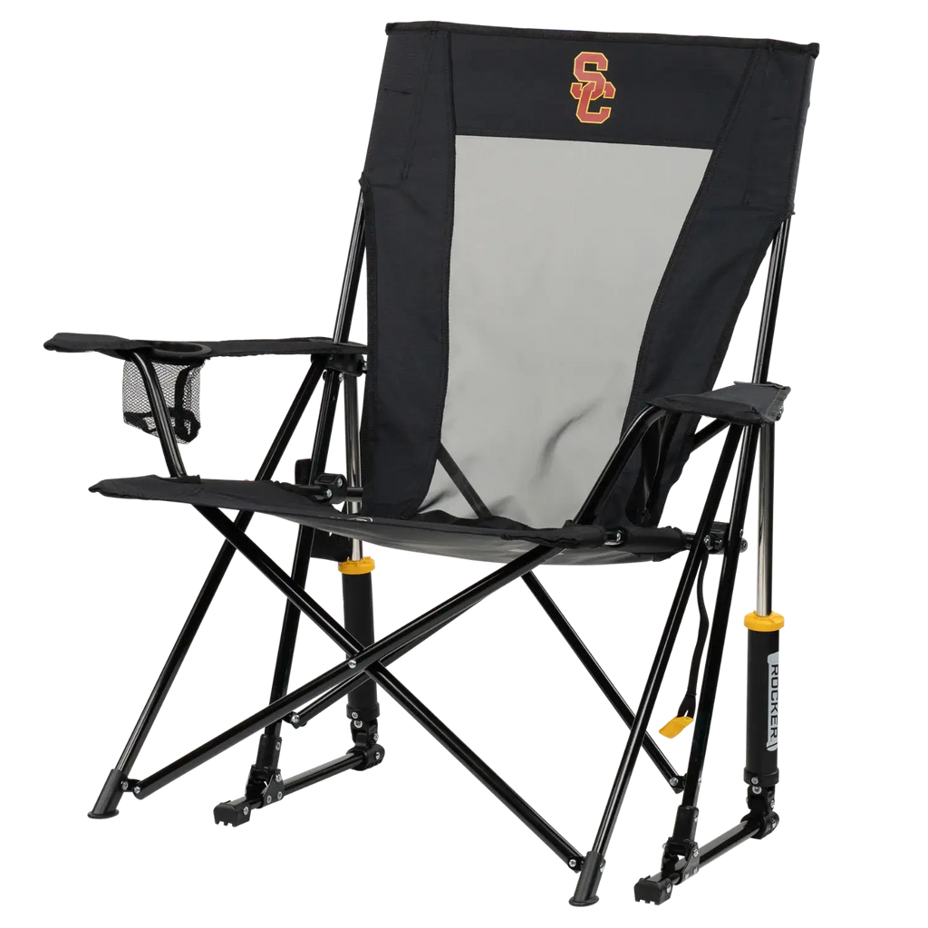Premium All-Weather College Comfort Pro Rocker - USC Trojans - Choice 856 - RoadTrip Rocker Smooth Motion Camp Chair Detail