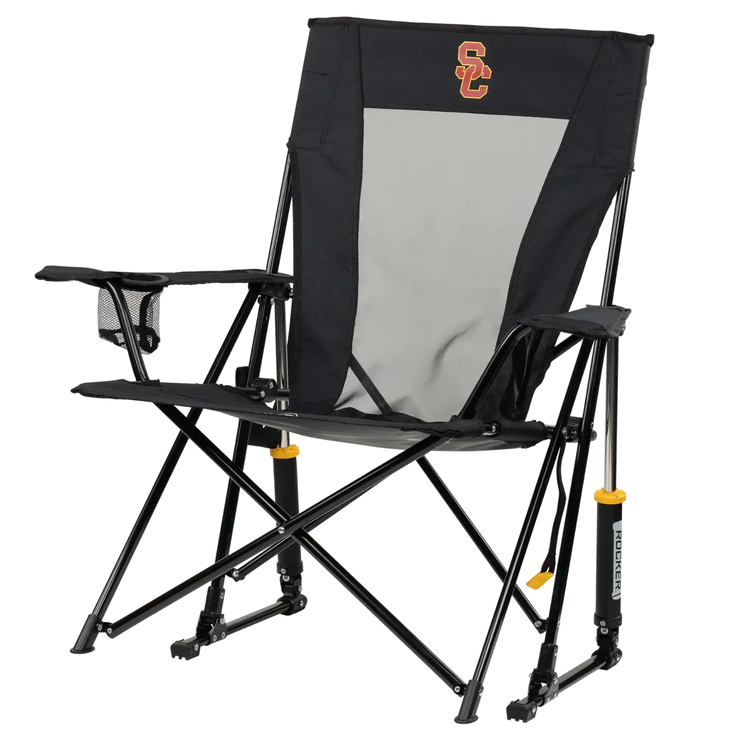 Premium All-Weather College Comfort Pro Rocker - USC Trojans - Choice 856 - RoadTrip Rocker Smooth Motion Camp Chair Detail
