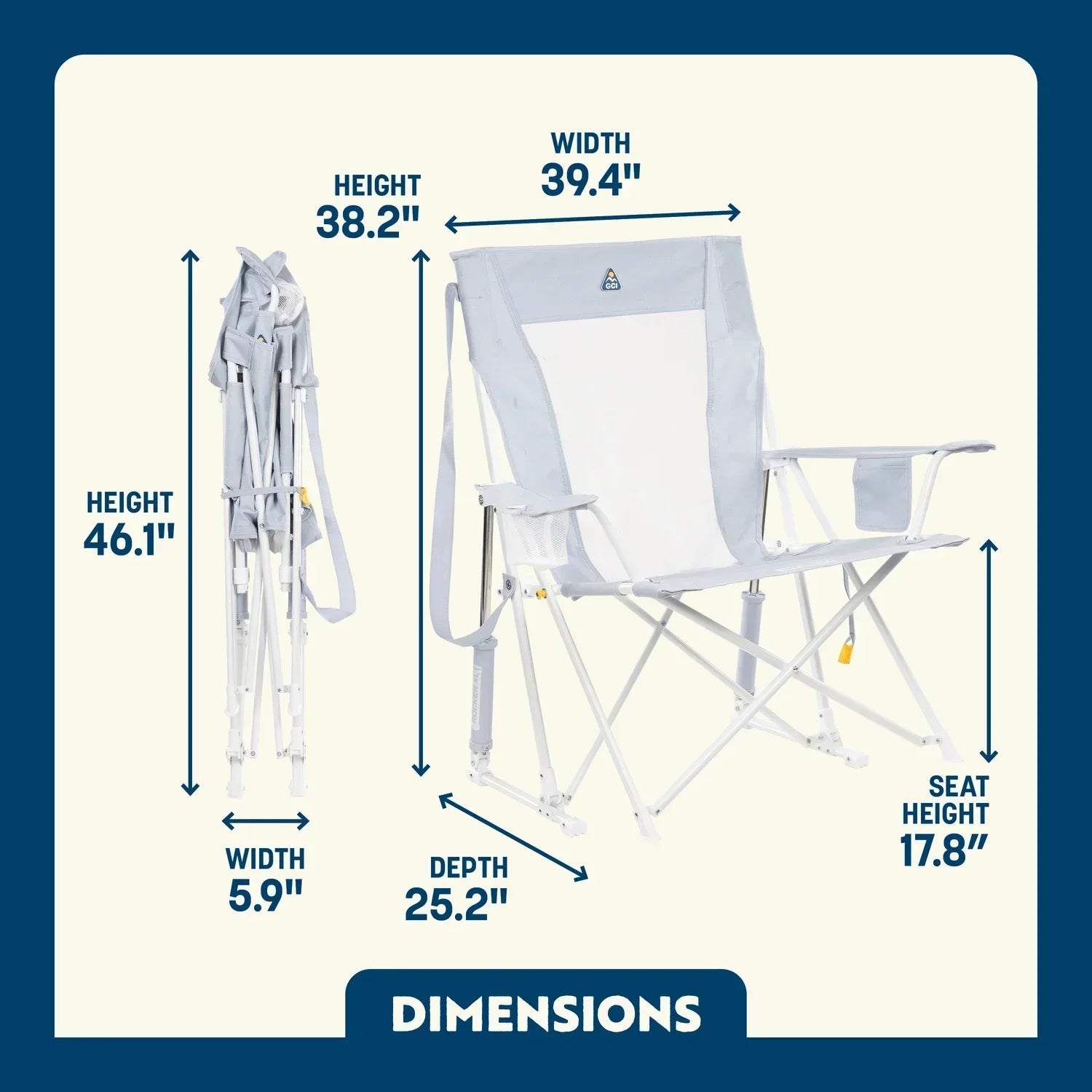 Smooth Motion Comfort Pro Rocker XL - Choice 107 - Patented Spring-Action Rocking Chair for Camping Detail
