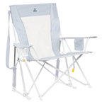 Smooth Motion Comfort Pro Rocker XL - Choice 107 - Patented Spring-Action Rocking Chair for Camping - Heathered Light Blue