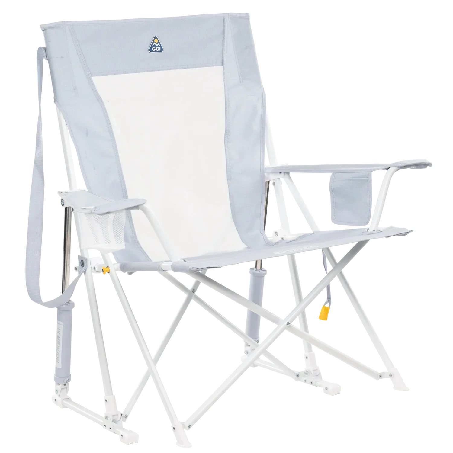 Smooth Motion Comfort Pro Rocker XL - Choice 107 - Patented Spring-Action Rocking Chair for Camping - Heathered Light Blue