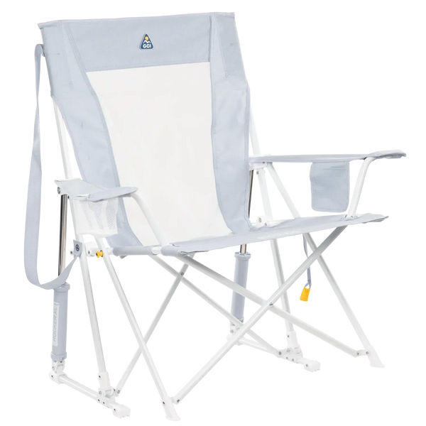 Smooth Motion Comfort Pro Rocker XL - Choice 107 - Patented Spring-Action Rocking Chair for Camping - Heathered Light Blue