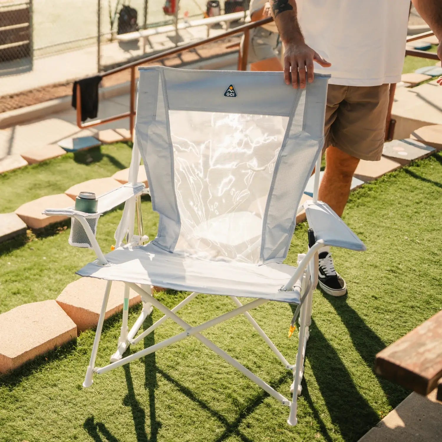 Smooth Motion Comfort Pro Rocker XL - Choice 107 - Patented Spring-Action Rocking Chair for Camping Detail