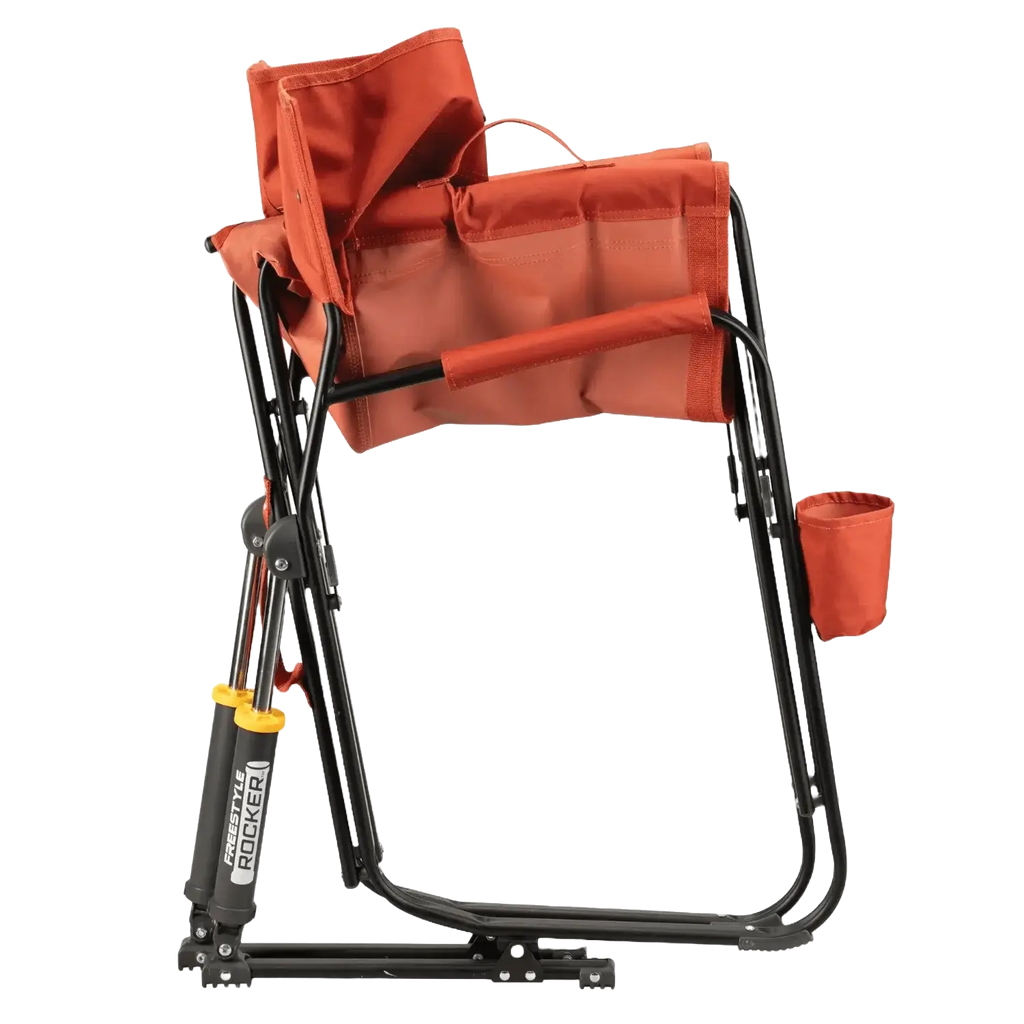 Premium All-Weather Freestyle Rocker - Pumpkin Spice - Choice 373 - Heavy-Duty Kickback Rocker with Beverage Holder Detail