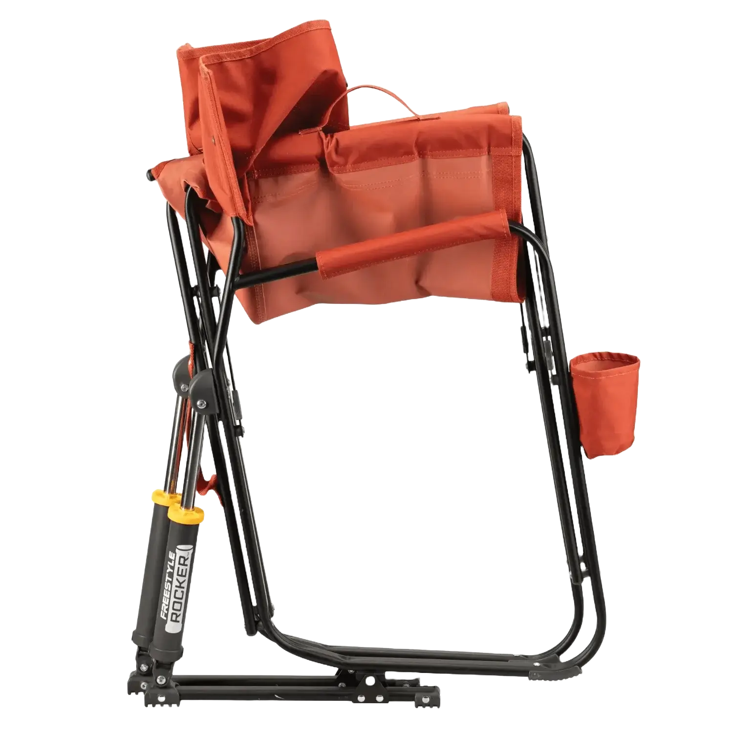 Premium All-Weather Freestyle Rocker - Pumpkin Spice - Choice 373 - Heavy-Duty Kickback Rocker with Beverage Holder Detail