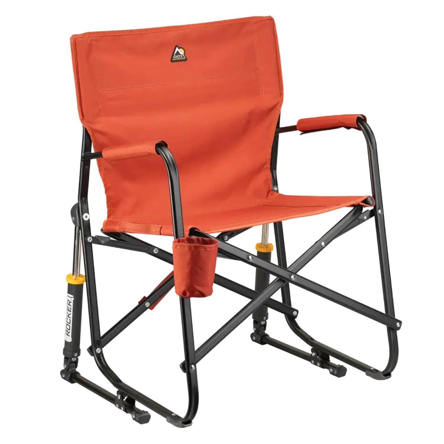 Premium All-Weather Freestyle Rocker - Pumpkin Spice - Choice 373 - Heavy-Duty Kickback Rocker with Beverage Holder - Pumpkin Spice
