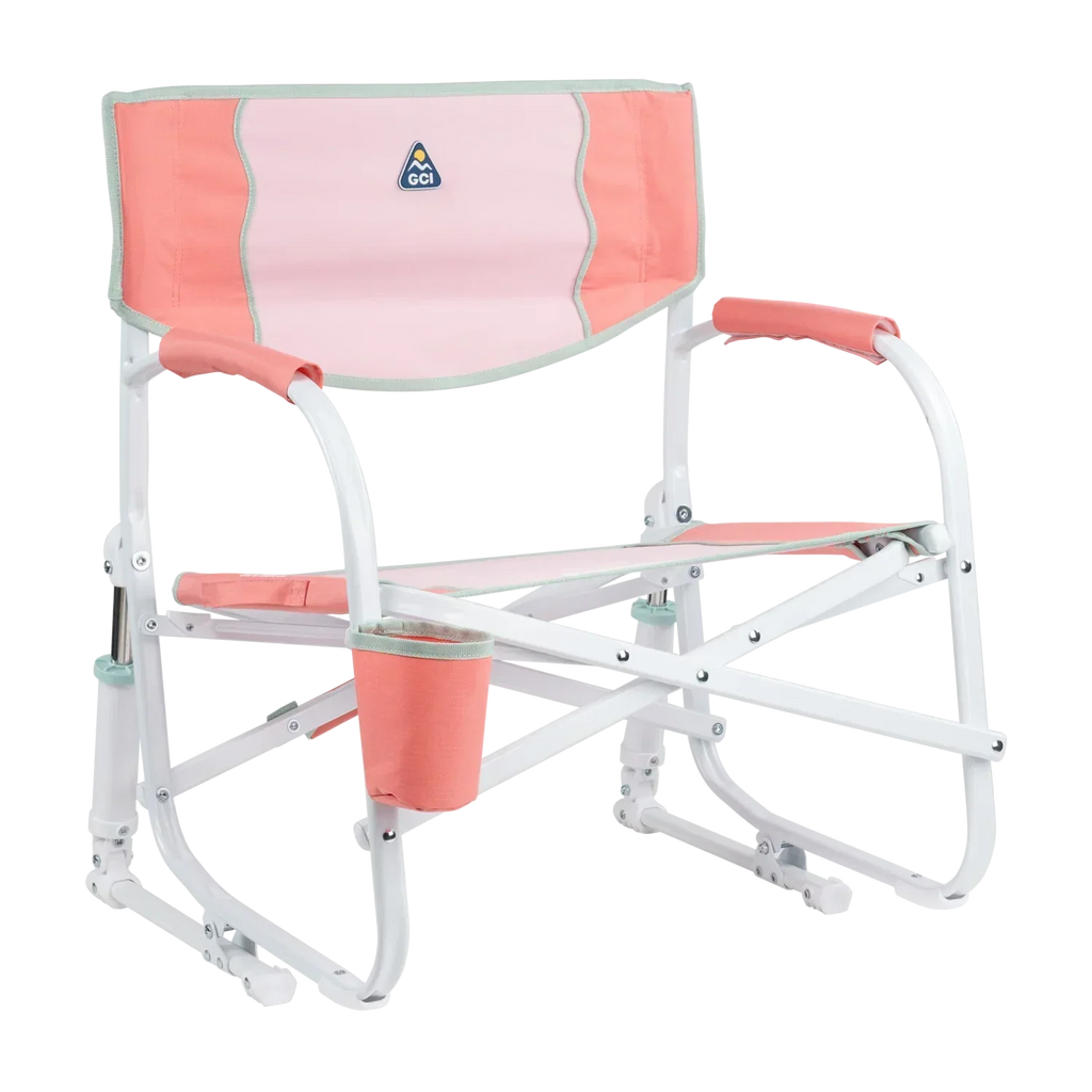 Luxury Camp Grab & Go Rocker - Choice 551 - Patented Spring-Action Rocking Chair for Camping - Coral