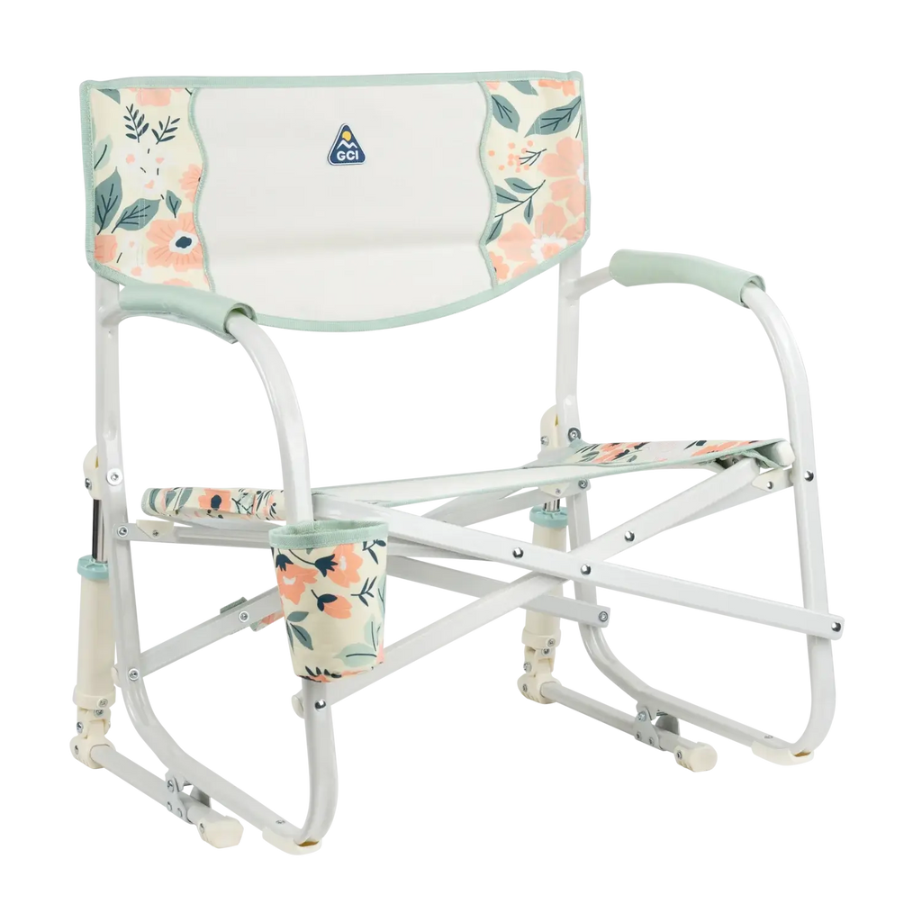 Luxury Camp Grab & Go Rocker - Choice 551 - Patented Spring-Action Rocking Chair for Camping - Floral Bouquet
