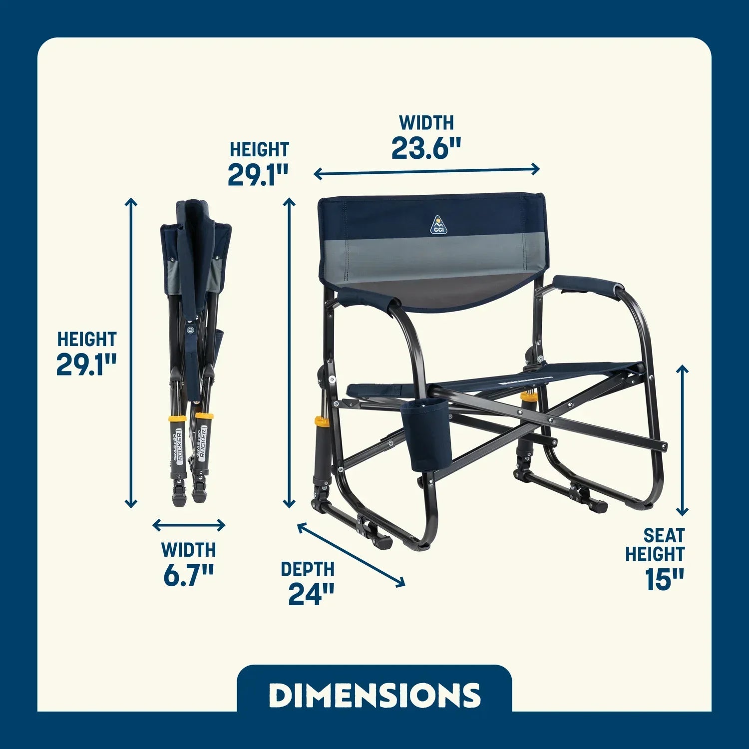 Luxury Camp Grab & Go Rocker - Choice 551 - Patented Spring-Action Rocking Chair for Camping Detail