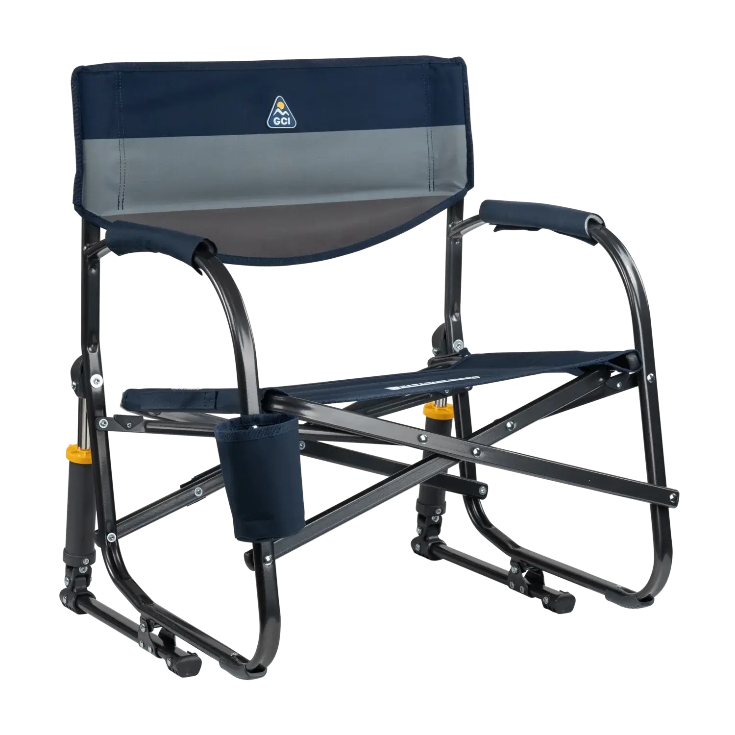 Luxury Camp Grab & Go Rocker - Choice 551 - Patented Spring-Action Rocking Chair for Camping - Indigo Color Block