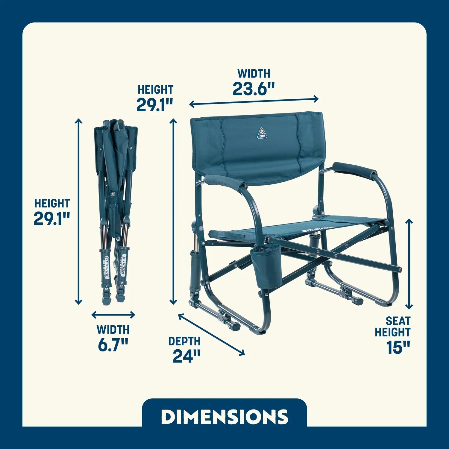 Luxury Camp Grab & Go Rocker - Choice 551 - Patented Spring-Action Rocking Chair for Camping Detail