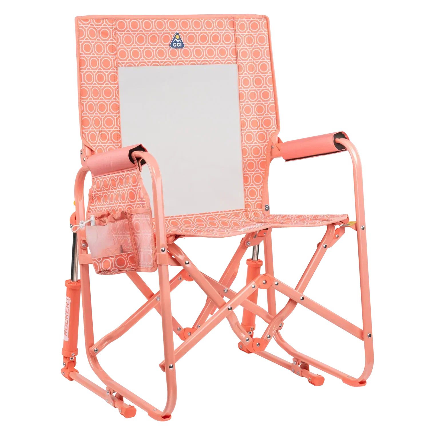 Patented Spring-Action Stowaway Rocker - Choice 794 - Patented Spring-Action Rocking Chair for Camping - Coral Mosaic